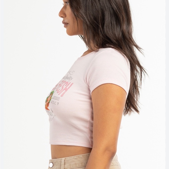 FULL TILT Fresh Strawberries Womens Baby Tee" from Tillys pink size L - Picture 7 of 9